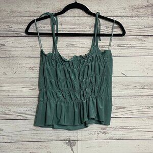 🍗 Zara‎ Ruffled Crop Top with Shoelace Straps, Size Medium